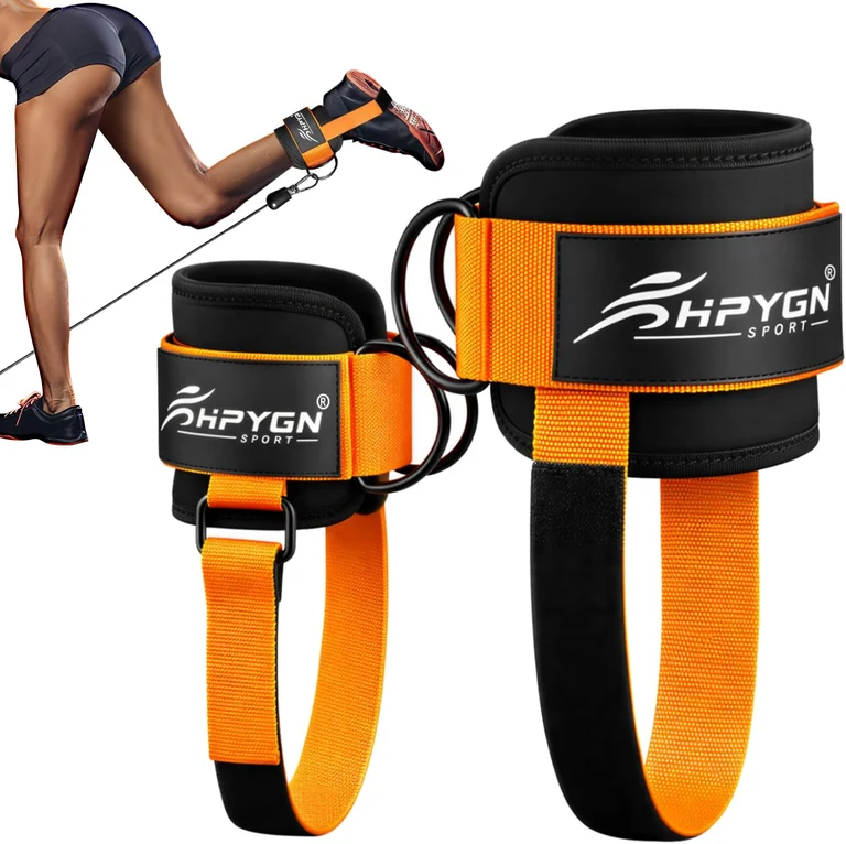 Padded ankle straps with foot loops, Orange · Pair
