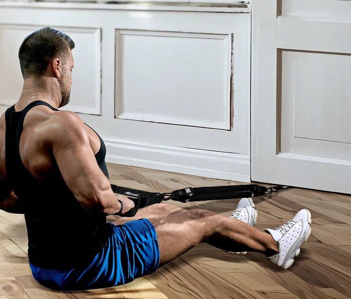 A smaller setup for seated rows.